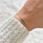 Raw Emerald Bracelet • May Birthstone • Handmade & Minimal Jewelry for Her • Mother's Day Gift • Tiny Crystal Bracelet