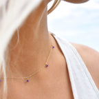Amethyst Dewdrop Necklace, February Birthstone, Dainty Purple Crystal Jewelry