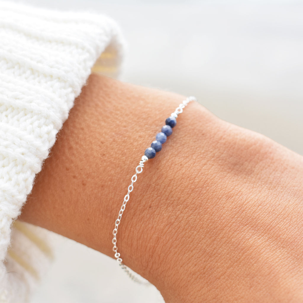 Dainty Sapphire Bracelet • September Birthstone • Handmade & Minimal Jewelry for Her • Birthday Gift for Virgo or Libra • Dainty Gemstone