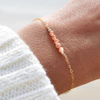 Elegant Sunstone Bracelet • Dainty Crystal / Gemstone Bracelet • Minimalist Boho Jewelry • Mother's Day Gift