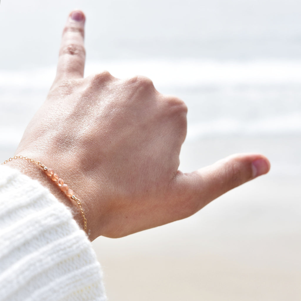 Elegant Sunstone Bracelet • Dainty Crystal / Gemstone Bracelet • Minimalist Boho Jewelry • Mother's Day Gift