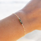 Raw Emerald Bracelet • May Birthstone • Handmade & Minimal Jewelry for Her • Mother's Day Gift • Tiny Crystal Bracelet