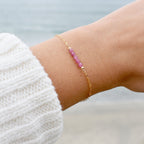 Pink Tourmaline Bracelet • October Birthstone • Handmade Dainty and Minimal Jewelry for Her • Mother's Day Gift • Pink Crystal Jewelry