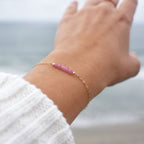 Pink Tourmaline Bracelet • October Birthstone • Handmade Dainty and Minimal Jewelry for Her • Mother's Day Gift • Pink Crystal Jewelry