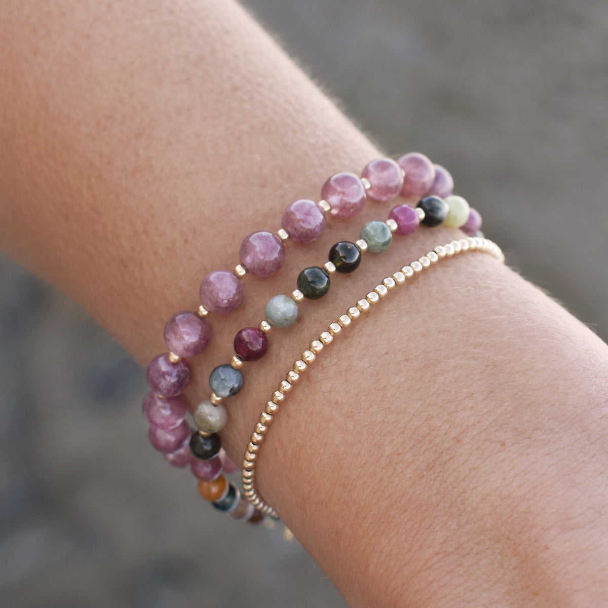 Tourmaline Gemstone Bracelet • October Birthstone Jewelry for Women • Adjustable Length • Watermelon Tourmaline • Multi Tourmaline