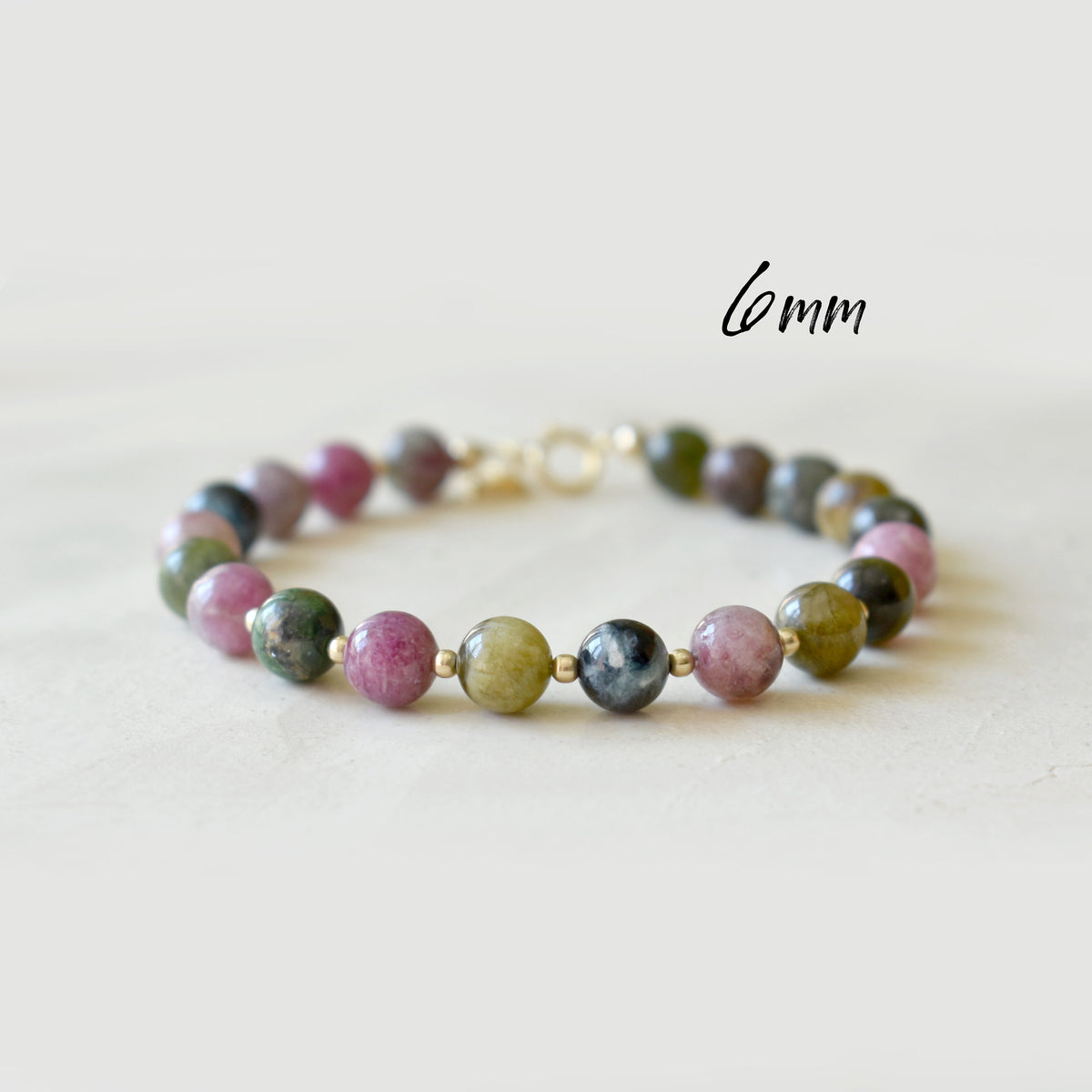 Tourmaline Gemstone Bracelet • October Birthstone Jewelry for Women • Adjustable Length • Watermelon Tourmaline • Multi Tourmaline
