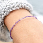 Dainty Amethyst Gemstone Bracelet • February Birthstone • February Birthday Gift • Genuine Crystal Jewelry for Her • Dainty & Delicate