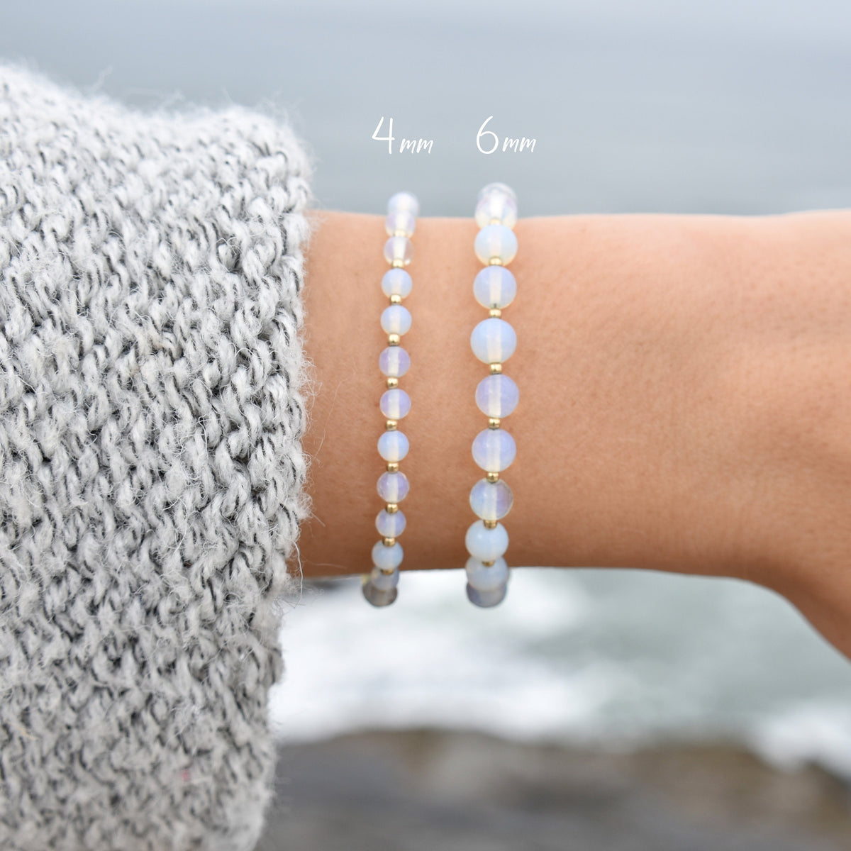 Opalite Bracelet • October Birthstone Jewelry for Women • Gift for Libra or Scorpio • Minimalist Boho Jewelry • Smooth Opal Stone
