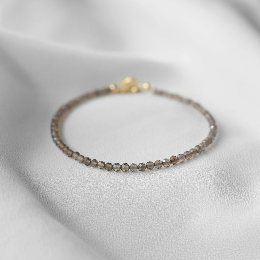Dainty Smoky Quartz Gemstone Bracelet • Stability • Grounding • Personal Growth • Genuine Crystal Jewelry • Dainty & Delicate