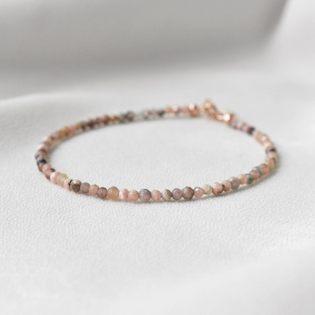 Rhodochrosite Gemstone Bracelet • Genuine Crystal • Compassion • Emotional Healing • Balance • Self Love • Grounding • Forgiveness • Calm