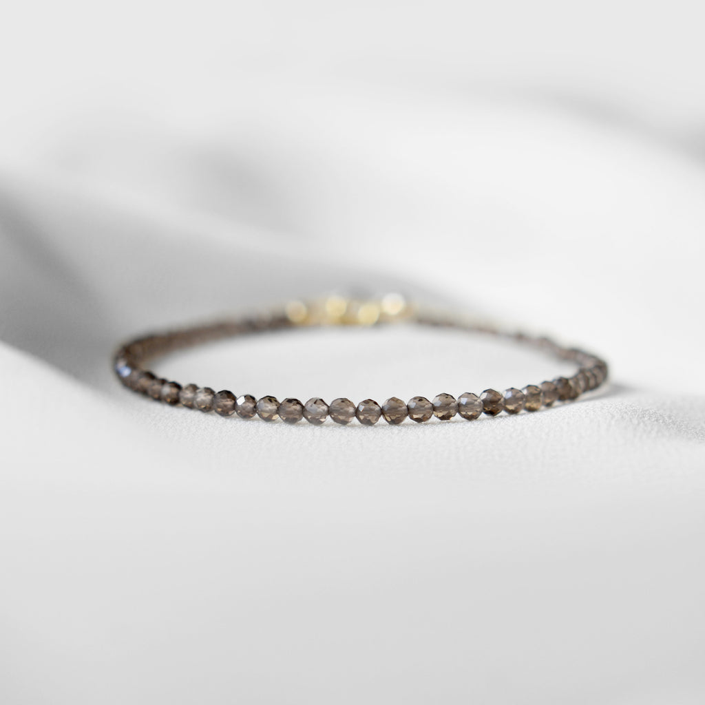 Dainty Smoky Quartz Gemstone Bracelet • Stability • Grounding • Personal Growth • Genuine Crystal Jewelry • Dainty & Delicate