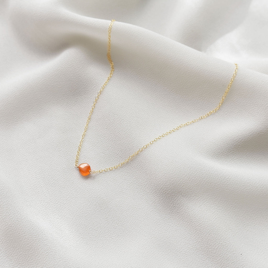 Delicate Carnelian Necklace • Healing Gemstone Necklace • 14k Gold Filled, Rose Gold Filled, Sterling Silver • Handmade Gift for Her