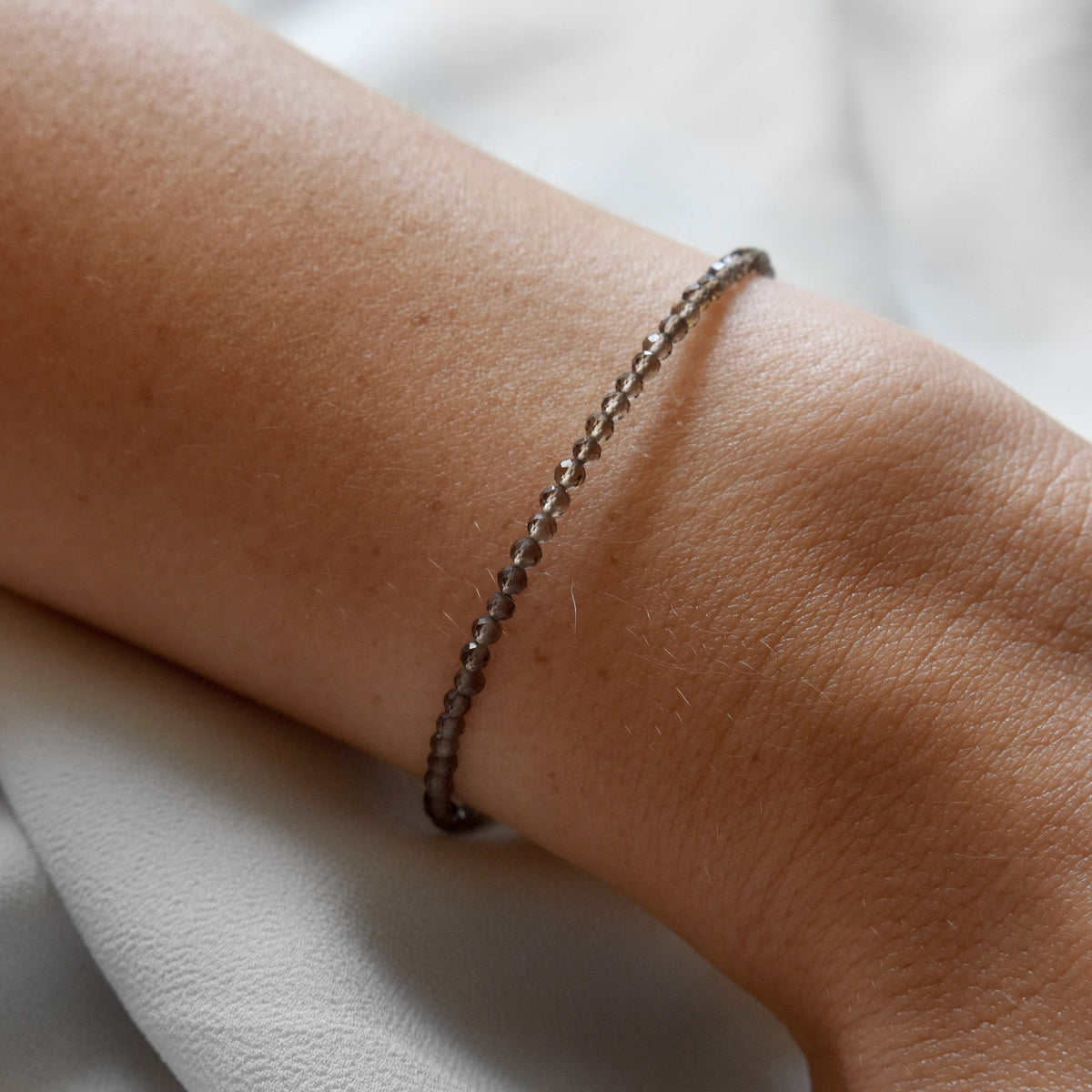 Dainty Smoky Quartz Gemstone Bracelet • Stability • Grounding • Personal Growth • Genuine Crystal Jewelry • Dainty & Delicate