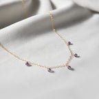 Amethyst Dewdrop Necklace, February Birthstone, Dainty Purple Crystal Jewelry