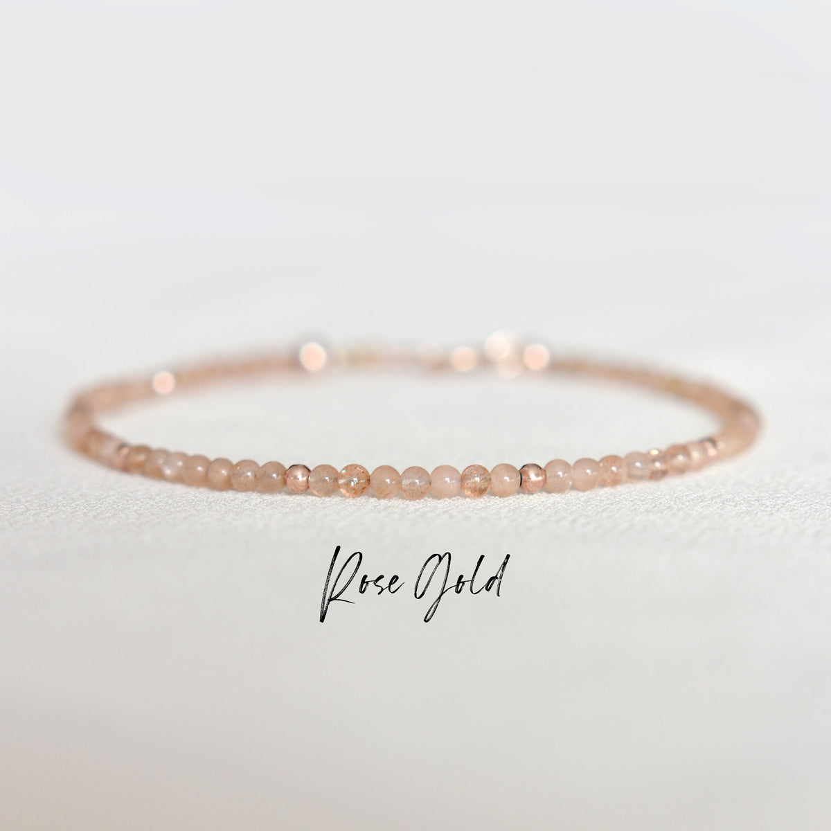Dainty Sunstone Gemstone Bracelet • Leo Bracelet • Genuine Crystal Jewelry • Dainty & Delicate Stacking Bracelet for Women