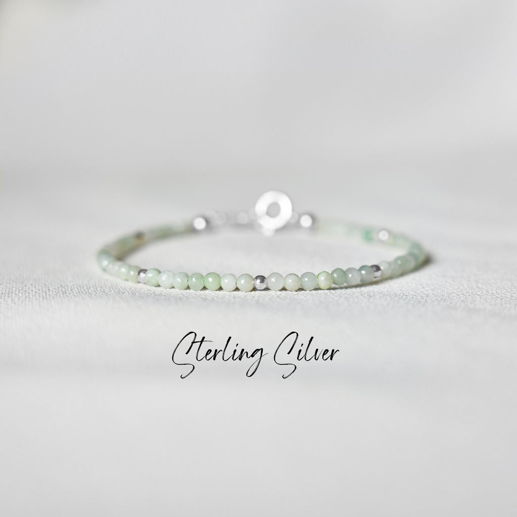 Natural Jade Bracelet • Healing Gemstones • Harmony, Prosperity, Good Luck • Dainty Beaded Bracelet • Elegant Crystal Jewelry for Women