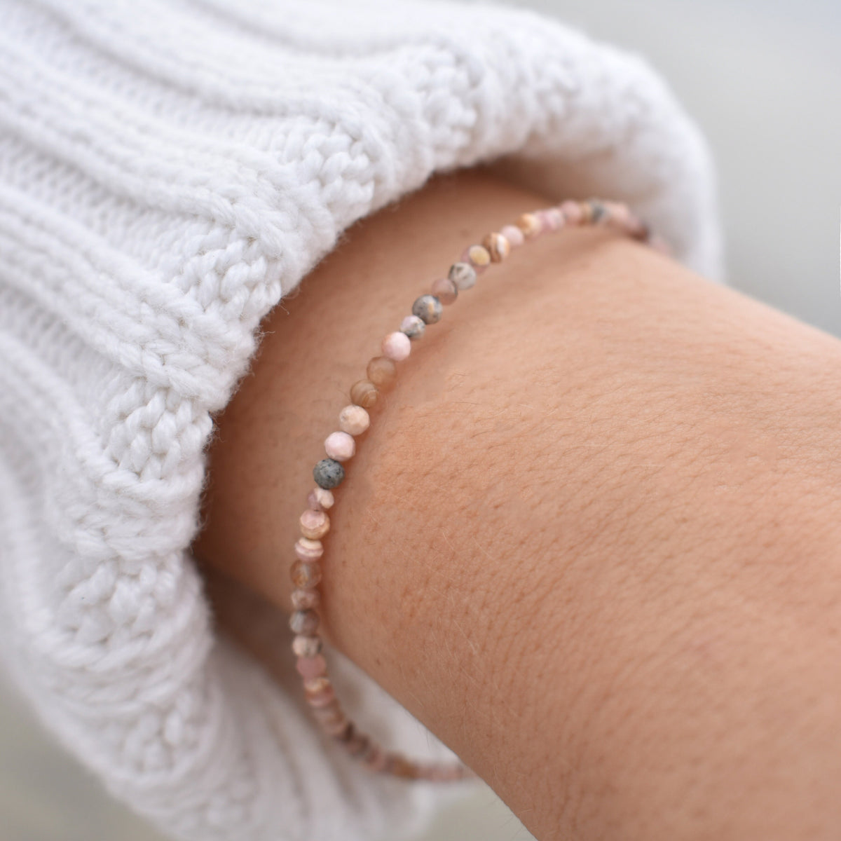 Rhodochrosite Gemstone Bracelet • Genuine Crystal • Compassion • Emotional Healing • Balance • Self Love • Grounding • Forgiveness • Calm