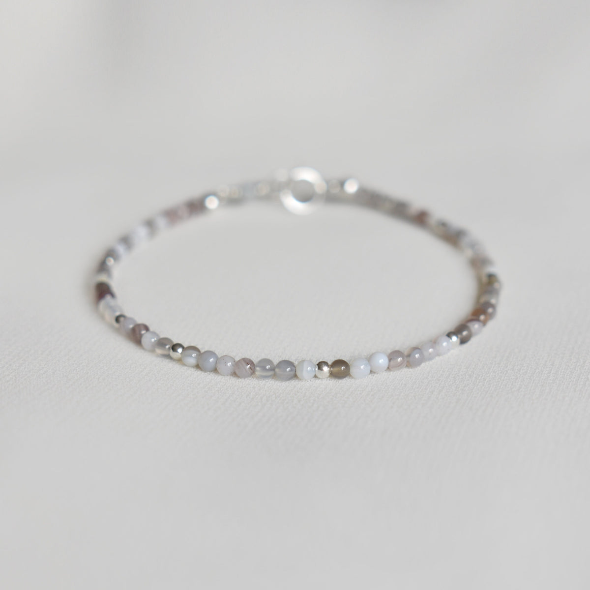 Delicate Botswana Agate Gemstone Bracelet • Genuine Crystal Jewelry for Women • Dainty & Elegant Crystal Bracelet
