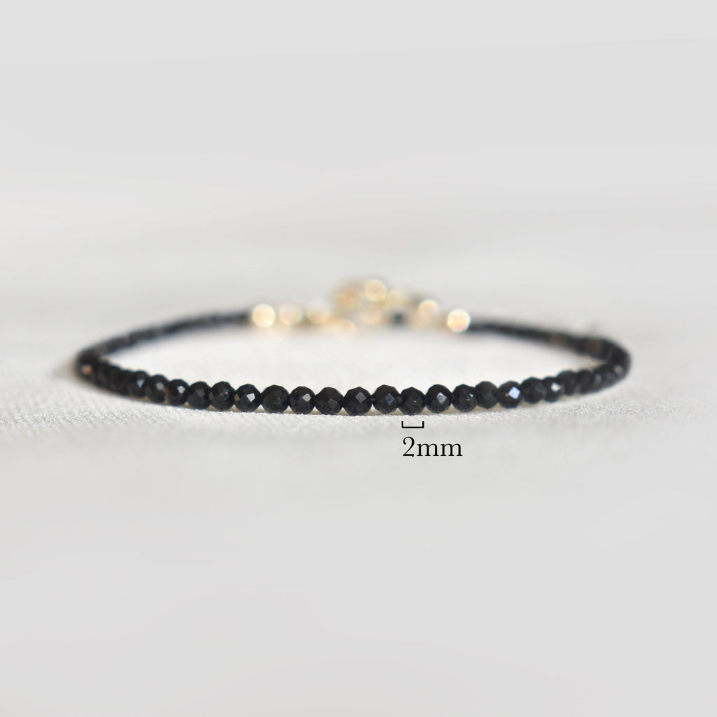 Dainty Black Tourmaline Gemstone Bracelet • Grounding, Protection, Balance • Healing Crystal • Handmade Jewelry for Women • Custom Length