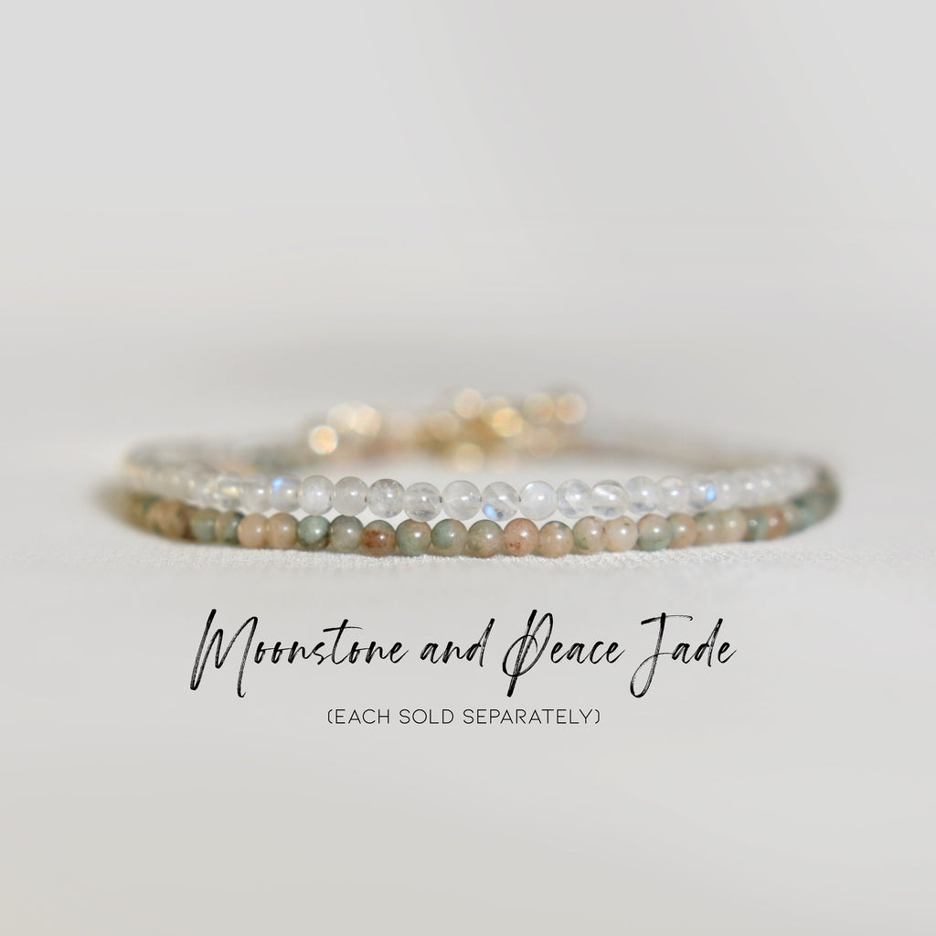 Dainty Moonstone Gemstone Bracelet • Energy Protection, Strength, Healing • Natural Gemstones • Beautiful Blue Flash Moonstone Jewelry