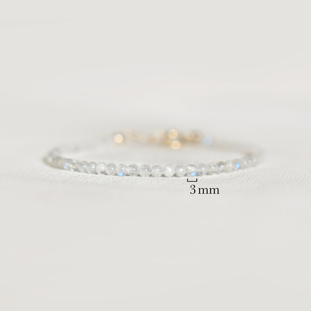 Dainty Moonstone Gemstone Bracelet • Energy Protection, Strength, Healing • Natural Gemstones • Beautiful Blue Flash Moonstone Jewelry