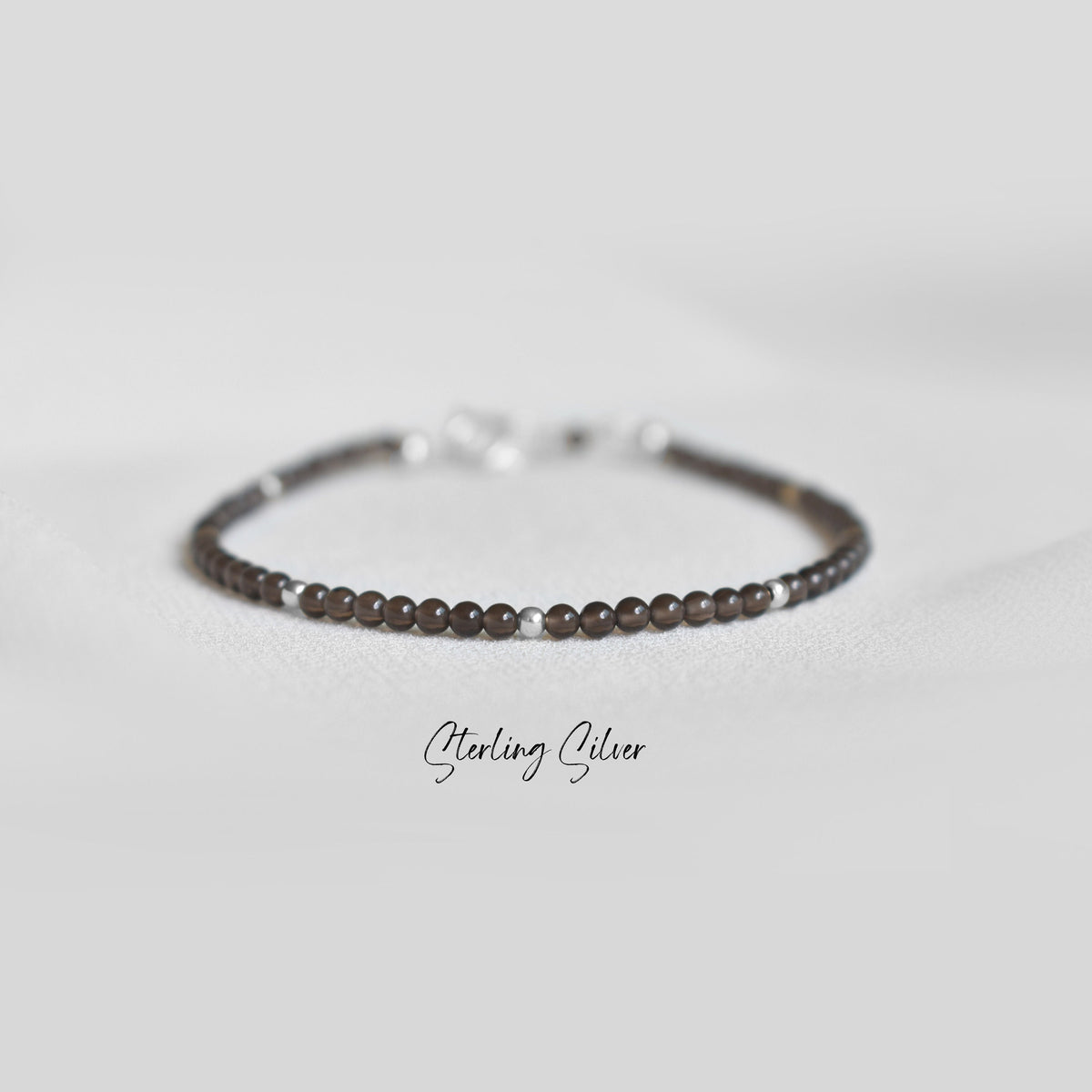Dainty Smoky Quartz Gemstone Bracelet • Stability • Grounding • Personal Growth • Genuine Crystal Jewelry • Dainty & Delicate