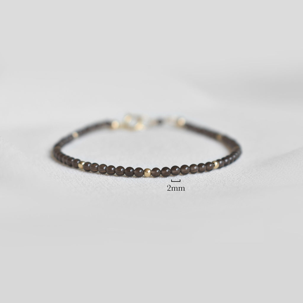 Dainty Smoky Quartz Gemstone Bracelet • Stability • Grounding • Personal Growth • Genuine Crystal Jewelry • Dainty & Delicate