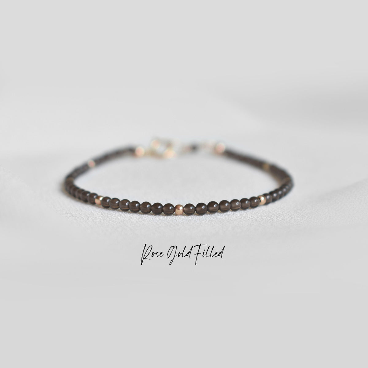 Dainty Smoky Quartz Gemstone Bracelet • Stability • Grounding • Personal Growth • Genuine Crystal Jewelry • Dainty & Delicate