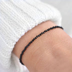 Dainty Black Tourmaline Gemstone Bracelet • Grounding, Protection, Balance • Healing Crystal • Handmade Jewelry for Women • Custom Length