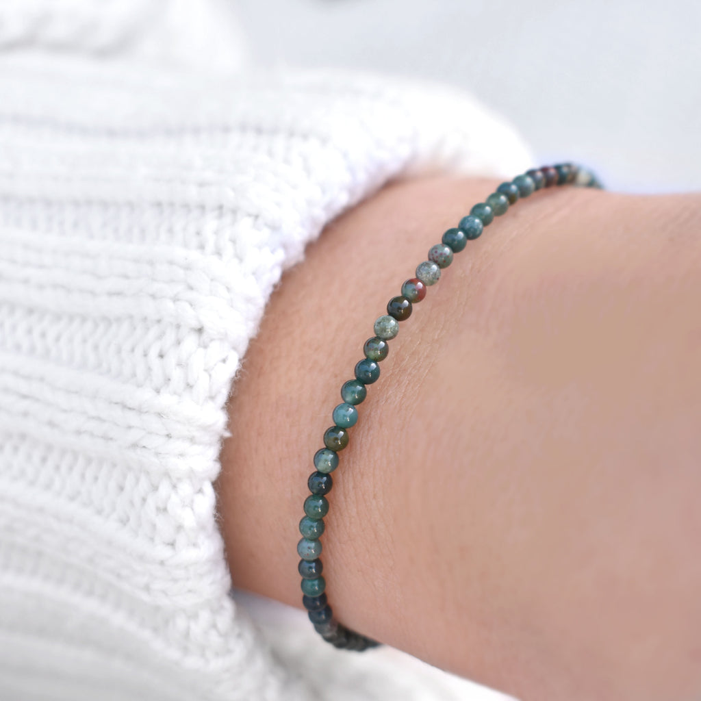 Natural Bloodstone Bracelet • Healing Gemstones • Vitality, Protection, Resilience • Dainty Stone Bracelet • Elegant Crystal Jewelry