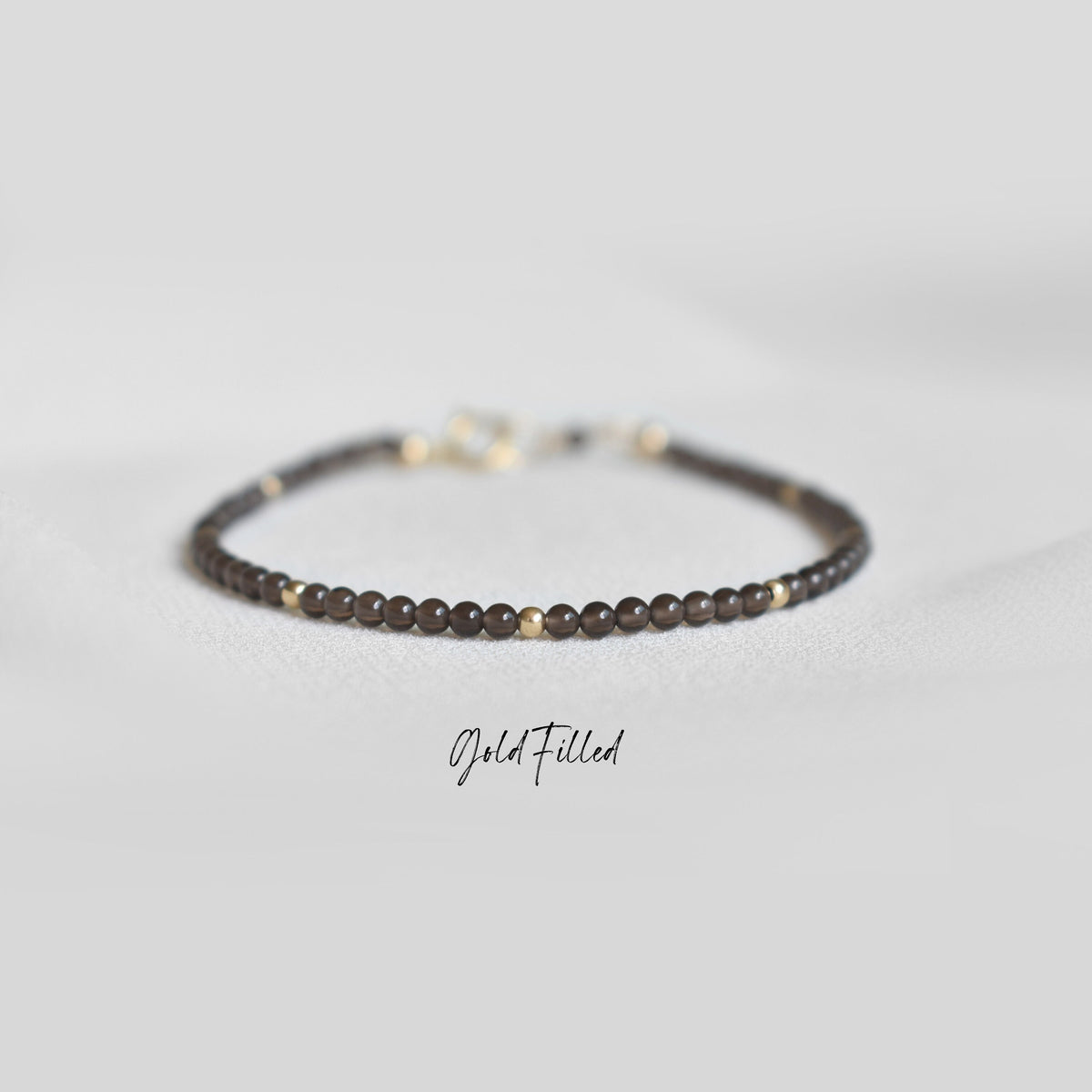 Dainty Smoky Quartz Gemstone Bracelet • Stability • Grounding • Personal Growth • Genuine Crystal Jewelry • Dainty & Delicate