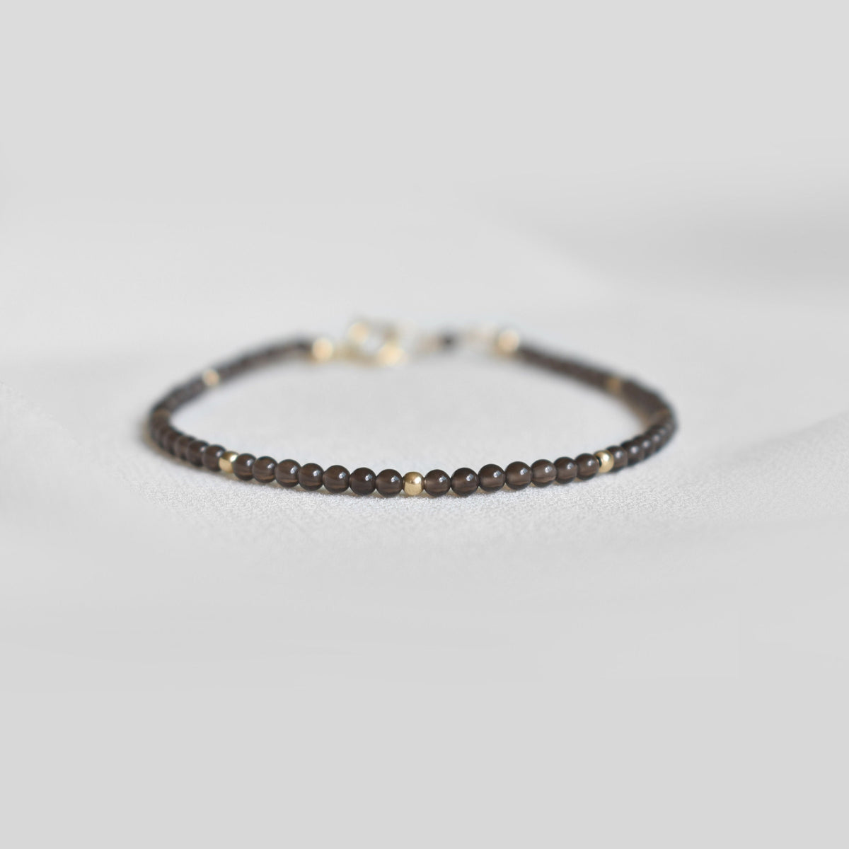 Dainty Smoky Quartz Gemstone Bracelet • Stability • Grounding • Personal Growth • Genuine Crystal Jewelry • Dainty & Delicate