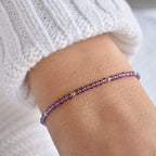 Dainty Amethyst Gemstone Bracelet • February Birthstone • February Birthday Gift • Genuine Crystal Jewelry for Her • Minimalist & Delicate