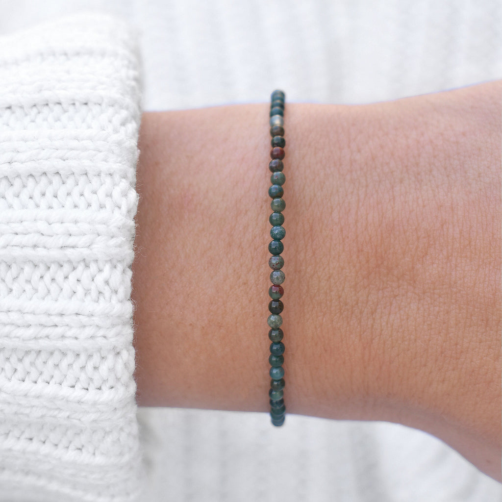 Natural Bloodstone Bracelet • Healing Gemstones • Vitality, Protection, Resilience • Dainty Stone Bracelet • Elegant Crystal Jewelry