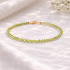 Delicate Peridot Gemstone Bracelet • 3mm August Birthstone • August Birthday Gift • Genuine Gemstone Jewelry for Women • Dainty & Elegant