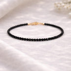 Dainty Black Tourmaline Gemstone Bracelet • Grounding, Protection, Balance • Healing Crystal • Handmade Jewelry for Women • Custom Length