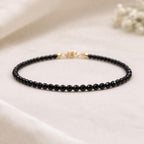 Dainty Black Tourmaline Gemstone Bracelet • Grounding, Protection, Balance • Healing Crystal • Handmade Jewelry for Women • Custom Length