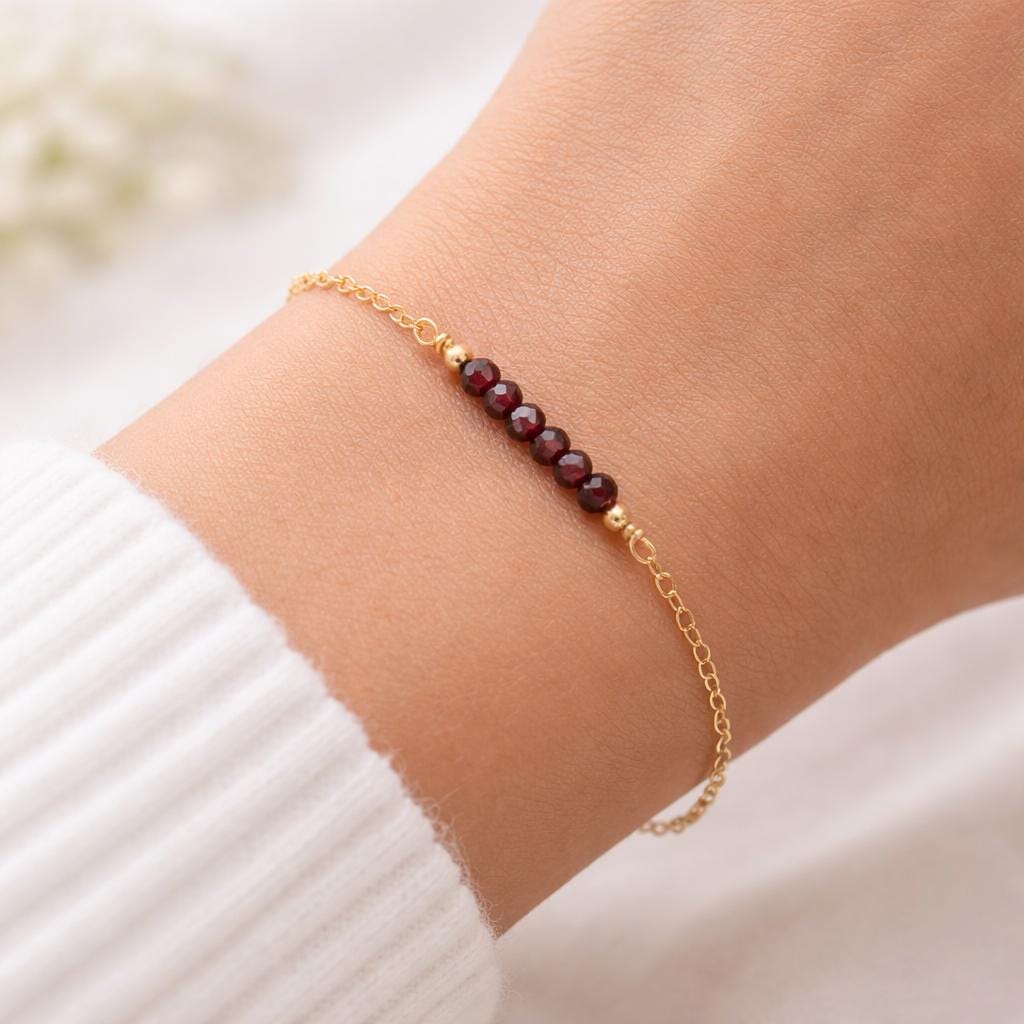 Garnet Bracelet • January Birthstone • Gift for Capricorn Zodiac • Handmade Gemstone Jewelry for Women • Mother's Day Gift