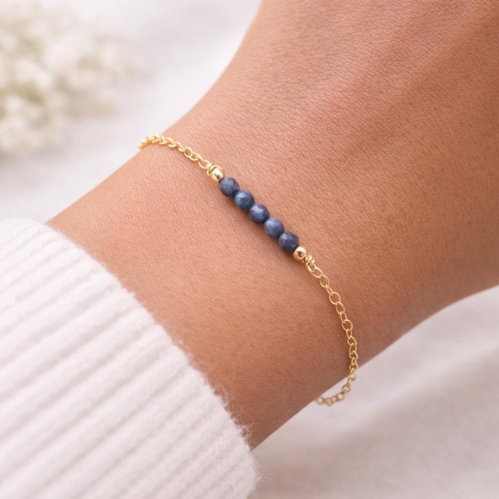 Dainty Sapphire Bracelet • September Birthstone • Handmade & Minimal Jewelry for Her • Birthday Gift for Virgo or Libra • Dainty Gemstone