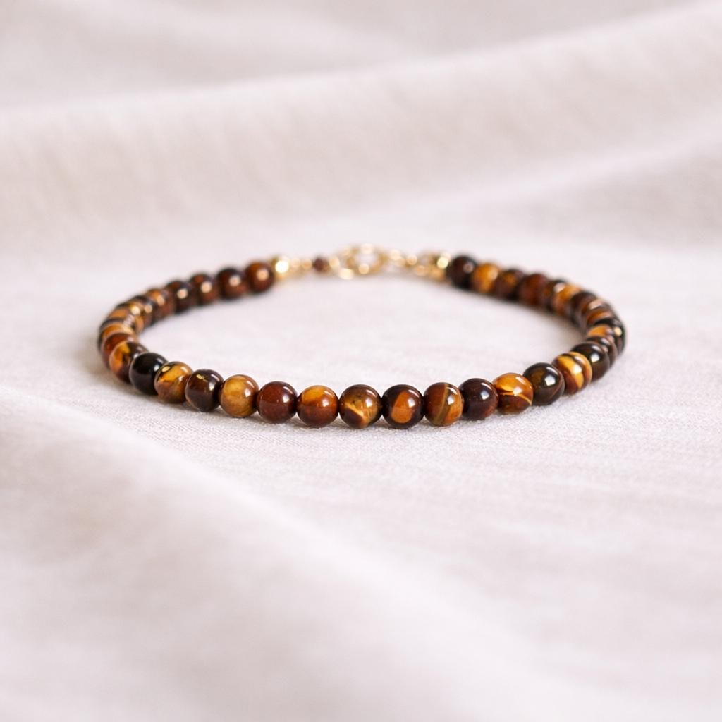 Natural Tiger's Eye Bracelet • Healing Gemstone • Self Confidence, Strength • Dainty Beaded Bracelet • Elegant Crystal Jewelry for Women