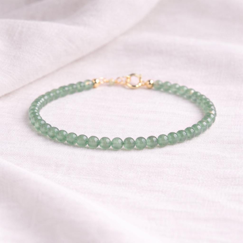 Dainty Aventurine Gemstone Bracelet • Genuine Crystal Jewelry for Women • Dainty & Elegant Crystal Bracelet for Abundance + Manifestation