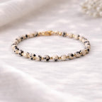 Dalmatian Jasper Gemstone Bracelet • Empath Protection Stones • Crystals for Stress and Transition • Alternative Libra Birthstone