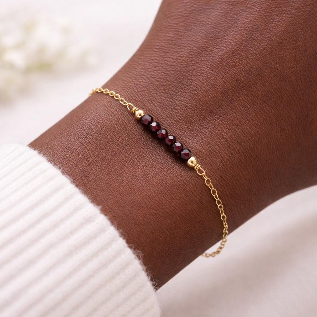 Garnet Bracelet • January Birthstone • Gift for Capricorn Zodiac • Handmade Gemstone Jewelry for Women • Mother's Day Gift