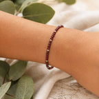 Garnet Gemstone Bracelet • January Birthstone Jewelry for Women • Adjustable Length • Dainty Crystals • Gift for Capricorn & Aquarius