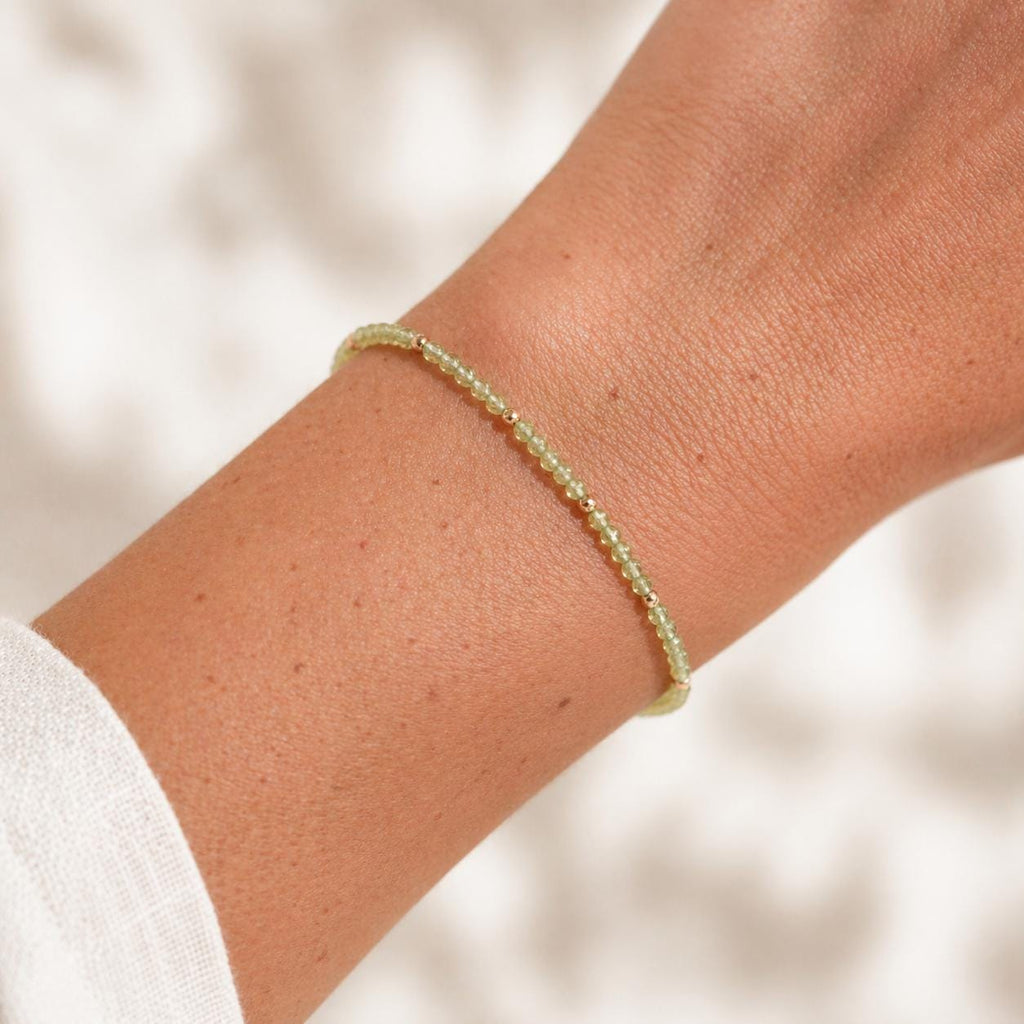 Delicate Peridot Gemstone Bracelet • August Birthstone • Leo Birthday Gift • Genuine Gemstone Jewelry for Women • Dainty & Elegant