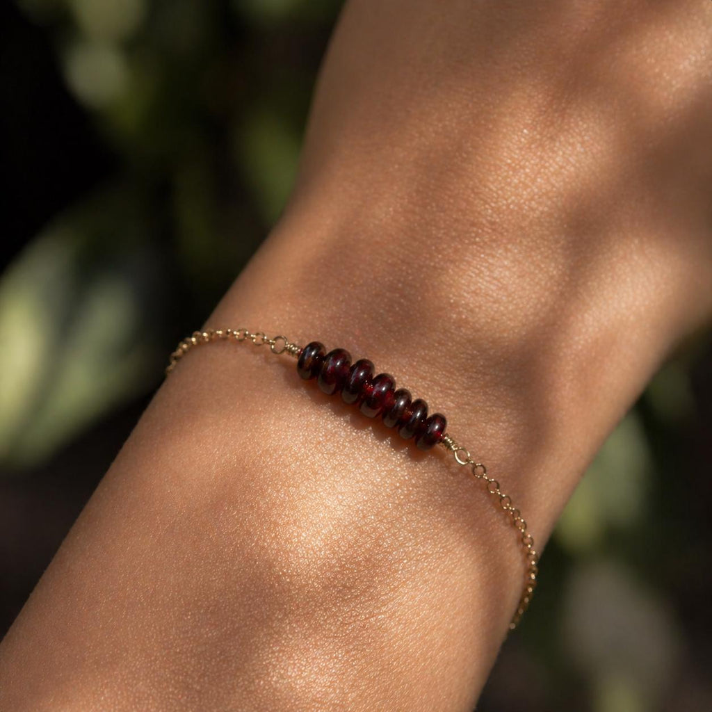 Garnet Gemstone Bracelet, January Birthstone, Stones for Courage, Hope and Purity, Mother's Day Gift