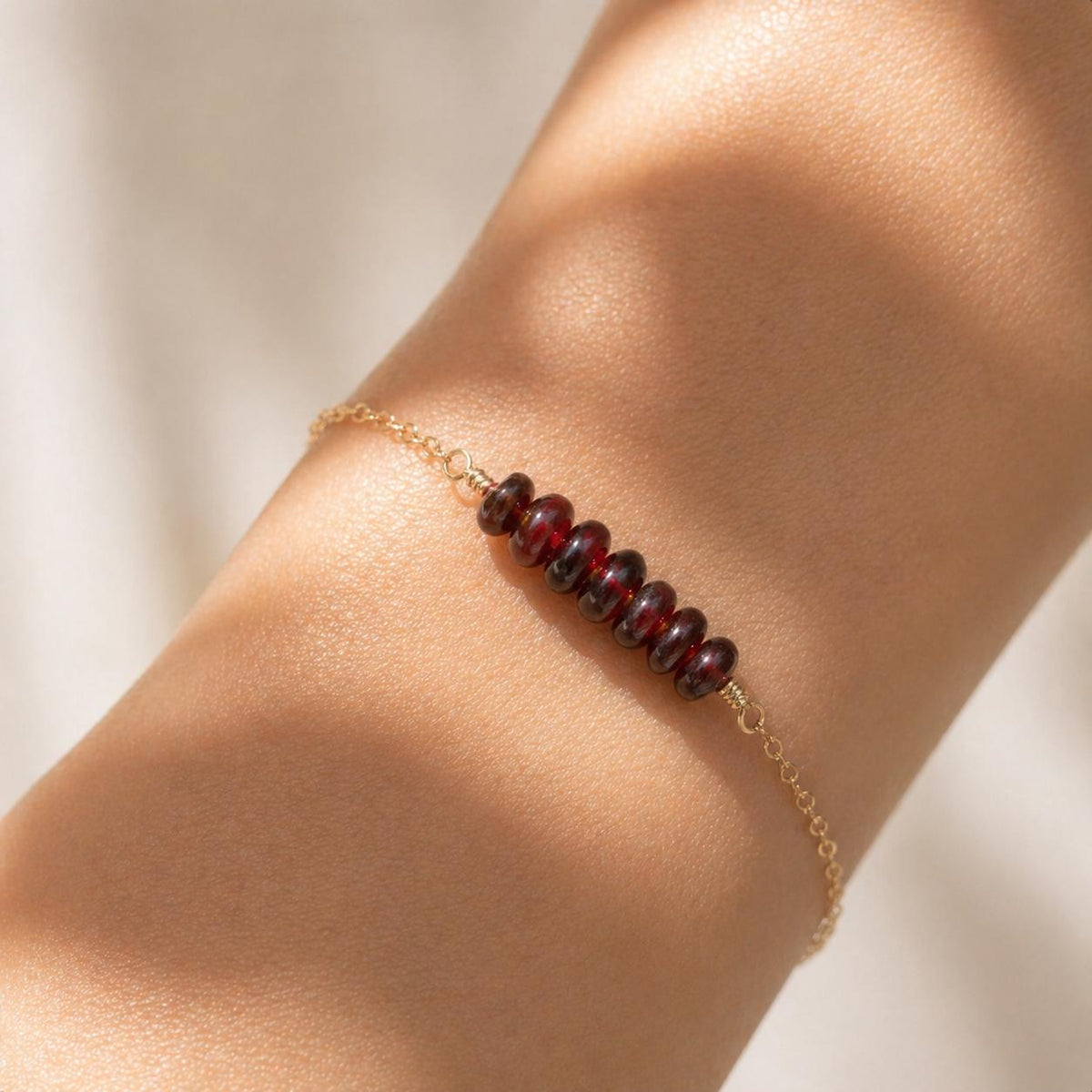 Garnet Gemstone Bracelet, January Birthstone, Stones for Courage, Hope and Purity, Mother's Day Gift