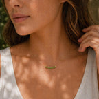Peridot Necklace | August Birthstone Necklace | Genuine Gemstone Bar Necklace | Dainty Minimal Necklace | Gift for Her