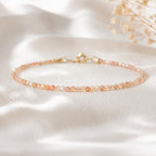 Dainty Sunstone Gemstone Bracelet • Leo Bracelet • Genuine Crystal Jewelry • Dainty & Delicate Stacking Bracelet for Women