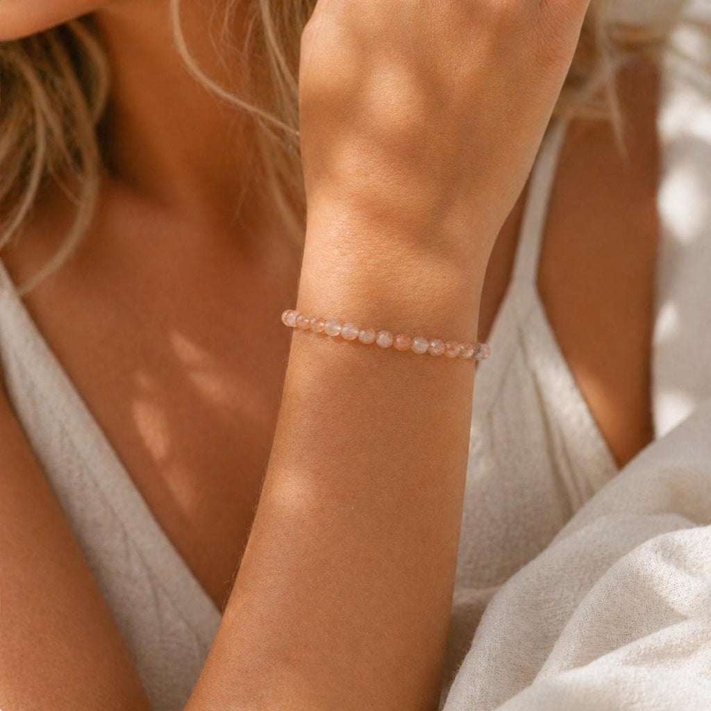 Sunstone Gemstone Bracelet • Leo Bracelet • Genuine Crystal Jewelry • Dainty & Delicate Stacking Bracelet for Women
